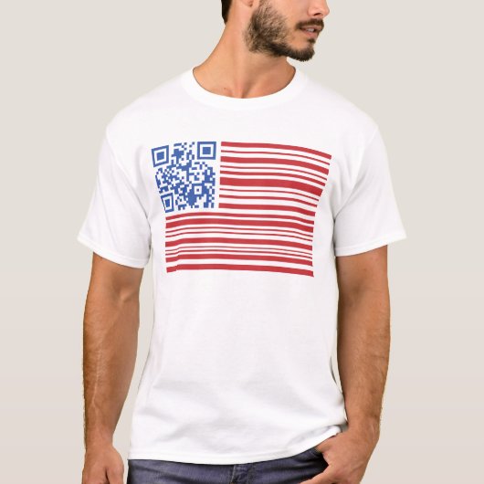 T-shirt QSA- USA FLAG -QR CODE  by QRAZY Q (Devant)