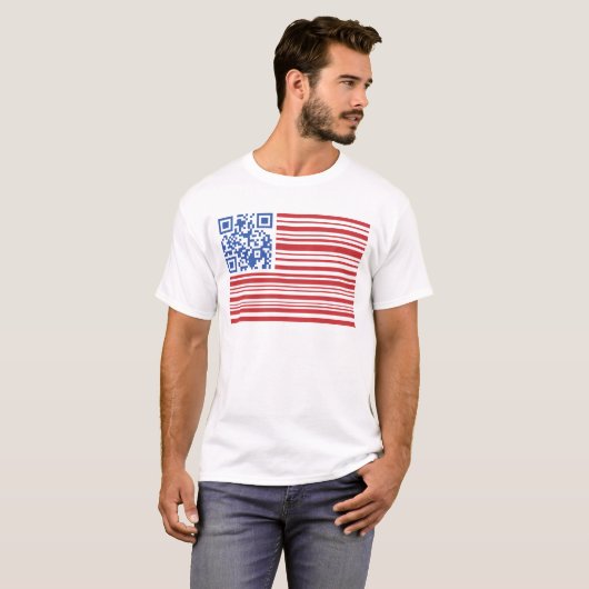 T-shirt QSA- USA FLAG -QR CODE  by QRAZY Q (Devant entier)