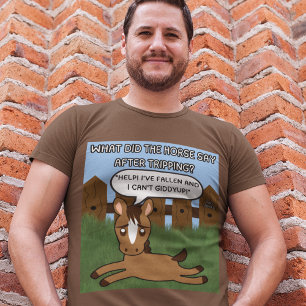 T-shirt Qu'a dit le cheval ? Papa plaisante Drôle Cheval