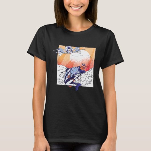 T-shirt Quadcopter Drone Pêche sel Eau Coucher de soleil T (Devant)