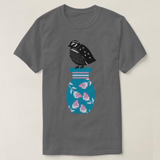 T-shirt Quail sitting on a vase (Design devant)