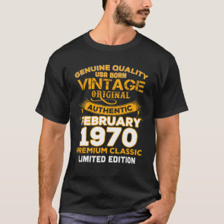 T-shirt Qualité Authentique Née En Février 1970 Cadeau 50È