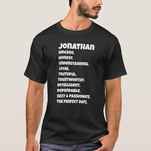 T-shirt Qualités de date parfaites de Jonathan Dire sarca (Devant)