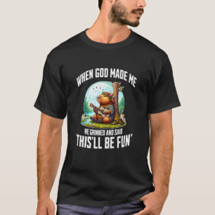 T-shirt Quand Dieu m'a fait Il a souri drôle Capybara Guit