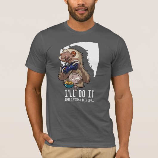 T-shirt Quand J'Ai Fini Ce Niveau Gamer Sloth Cartoon (Devant)