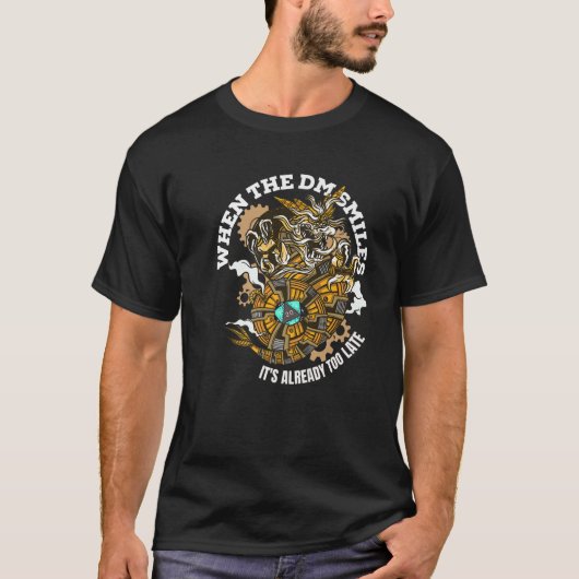 T-shirt Quand le DM sourit Retro Dungeon RPG Dice Dragon (Devant)