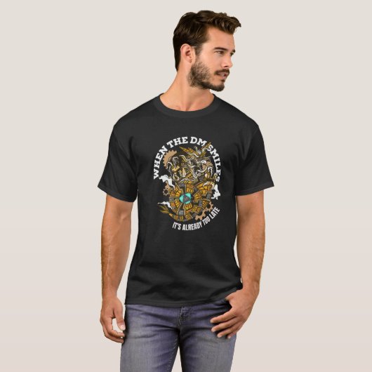 T-shirt Quand le DM sourit Retro Dungeon RPG Dice Dragon (Devant entier)