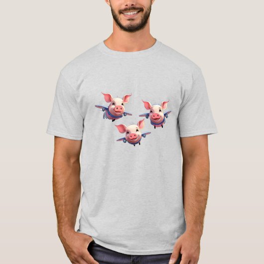T-shirt Quand les cochons volent drôles d'avions de cochon (Devant)