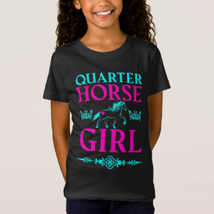 T-Shirt Quart Horse Girl en Aqua et Rose