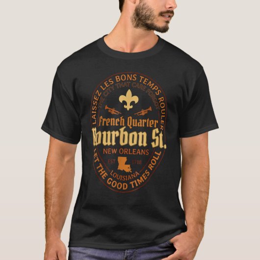 T-shirt Quartier français Bourbon St New Orleans Souvenir (Devant)