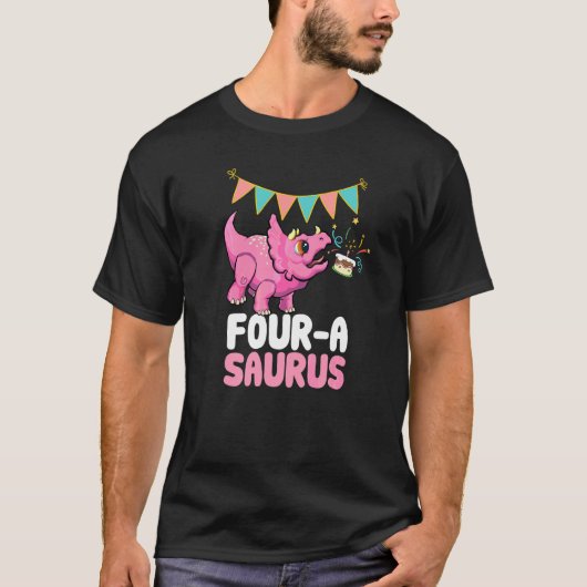 T-shirt Quatre A Saurus Dinosaur Cute Kiddo Tricératops 1 (Devant)