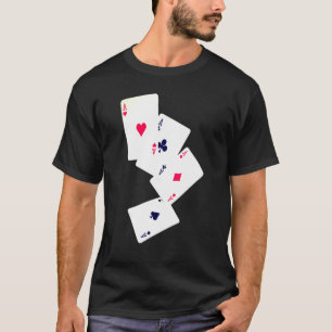 T-shirt Quatre Aces Poker Pro Lucky Joueur Costume Ha
