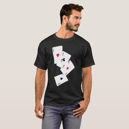 T-shirt Quatre Aces Poker Pro Lucky Joueur Costume Ha (Devant entier)