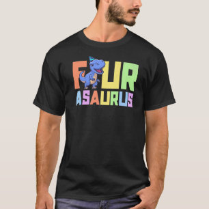 T-shirt Quatre Asaurus Dinosaure 4 ans Anniversaire fête 4
