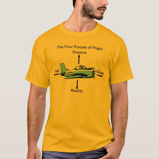 T-shirt Quatre forces de chemise d'aviation de vol (Devant)