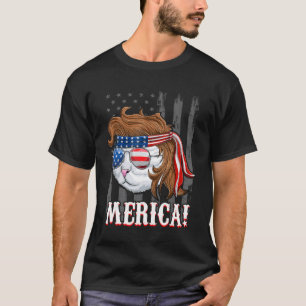 T-shirt Quatre juillet Merica Meowica Drapeau Américain Ch