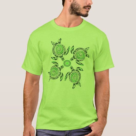 T-shirt Quatre Tortues Vertes Dot Art, (Devant)