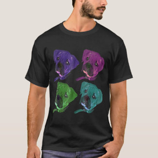 T-shirt Quatre Visages De Chien De Boxer Avec Plusieurs Co