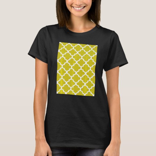 T-shirt Quatrefoil Pattern In White Outline On Mustard Yel (Devant)