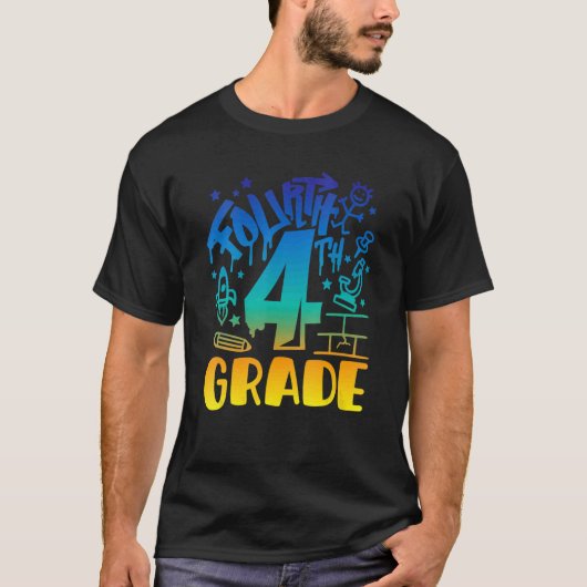 T-shirt Quatrième 4e 4e année Premier jour de l'école Reto (Devant)