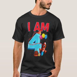 T-shirt Quatrième 4e anniversaire fêter Rocket Planet Spac