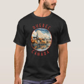 T-shirt Québec Canada Cercle retro en détresse (Devant)