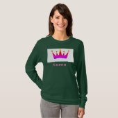 T-shirt Queen Custom Text Crown Image Forêt profonde Long (Devant entier)