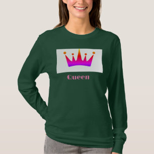 T-shirt Queen Custom Text Crown Image Forêt profonde Long