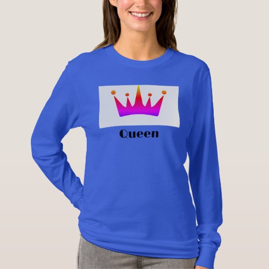 T-shirt Queen Custom Text Crown Image Proep Royal Long Sle (Devant)