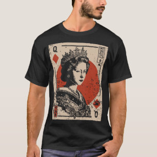T-shirt Queen Diamonds Jouer Carte Regal Design Vintage