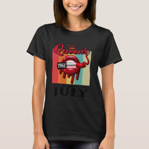 T-shirt Queen Est Né En Juillet Lips Girls Né En Juillet 1