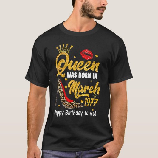 T-shirt Queen Est Né En Mars Joyeux Anniversaire 1977 Leop (Devant)