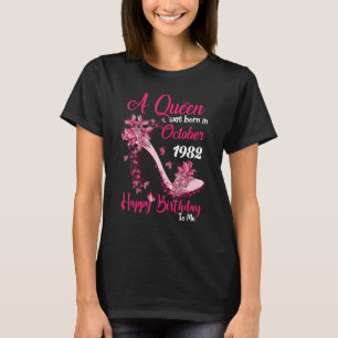 T-shirt Queen Est Né En Octobre 1982 High Heel 40th Birt
