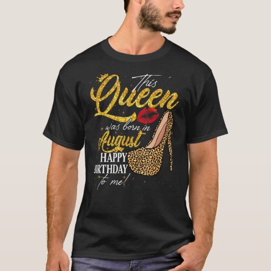 T-shirt Queen Est Née En Août Femmes Anniversaire Leopard (Devant)