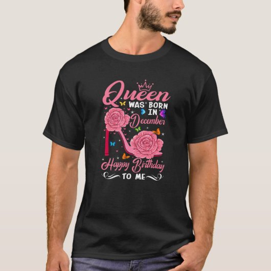 T-shirt Queen Est Née En Décembre Anniversaire Pour Les Fe (Devant)