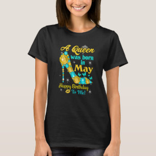T-shirt Queen Est Née En Mai Drôle Anniversaire Femmes Rei