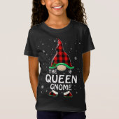T-Shirt Queen Gnome Buffalo Plaid Matching Family Christma (Devant)