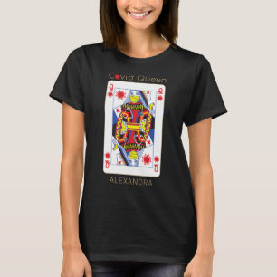 T-shirt Queen Of Covid Nurse Fun Carte Jouer Rouge Bleu No