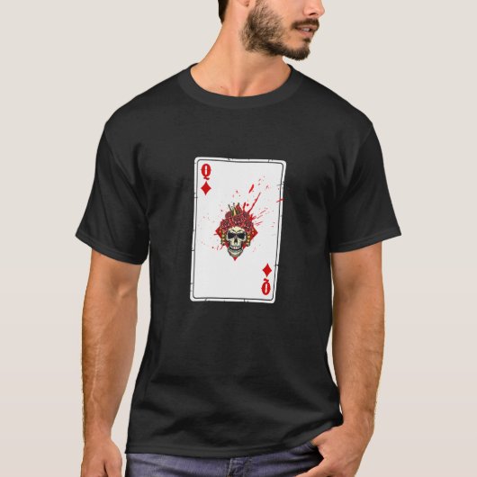 T-shirt Queen Of Diamonds Cartes Deck Halloween Splashy Co (Devant)