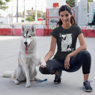 T-shirt Queen of Hearts Graphic White Grey on Black