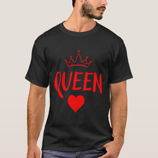 T-shirt Queen Of Hearts Matching Couple Saint Valentines _ (Devant)