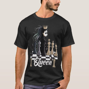 T-shirt Queen of the Chessboard Règle dans Style Female Ch