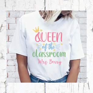 T-shirt Queen of the Classroom Enseignant Ajouter votre no