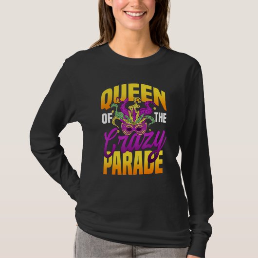 T-shirt Queen Of The Crazy Parade Beads Bling Joker Jester (Devant)