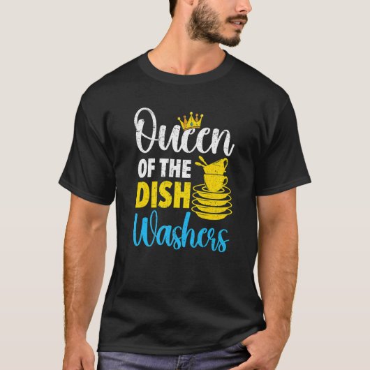 T-shirt Queen Of The Dishwashers Dishwash Profession Jo (Devant)