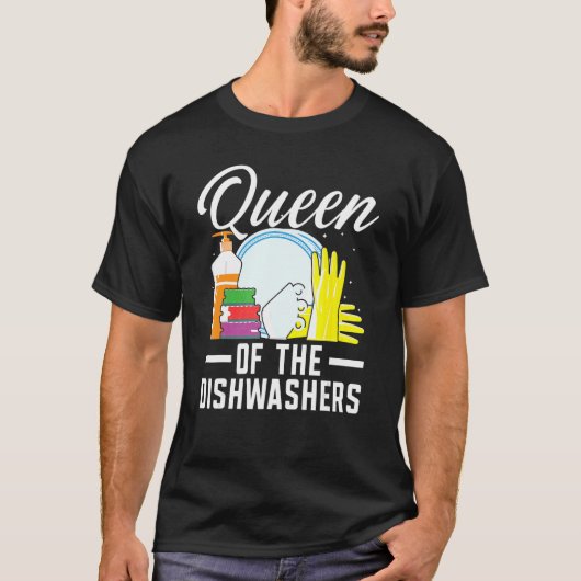 T-shirt Queen Of The Dishwashers Dishwash Profession Jo (Devant)