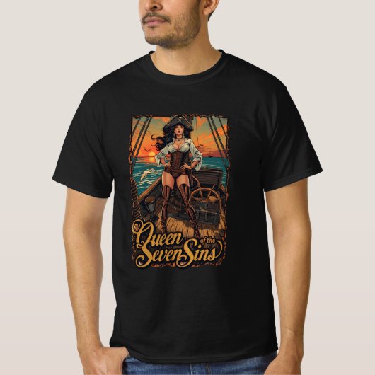 T-shirt Queen of the Seven Sins – Pirate Pin-Up Fantasy (Devant)