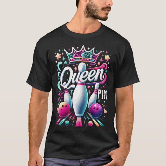 T-shirt Queen Pin Shirt Bowler Bowling League For Bowling (Devant)