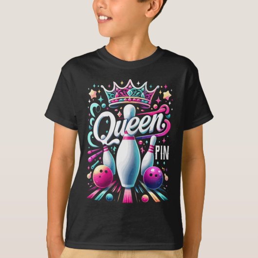 T-shirt Queen Pin Shirt Bowler Bowling League For Bowling  (Devant)