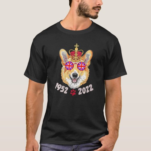 T-shirt Queen Platinum Jubilee T Queen's Royal Corgi Sungl (Devant)